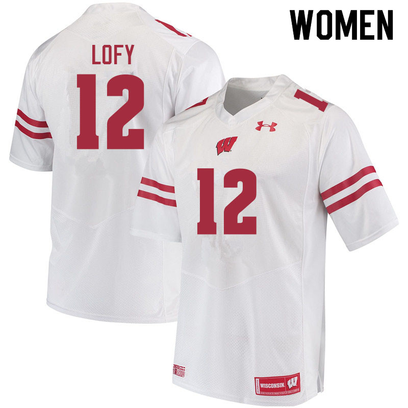 Wisconsin Badgers Women's #12 Max Lofy NCAA Under Armour Authentic White College Stitched Football Jersey MY40T27TU